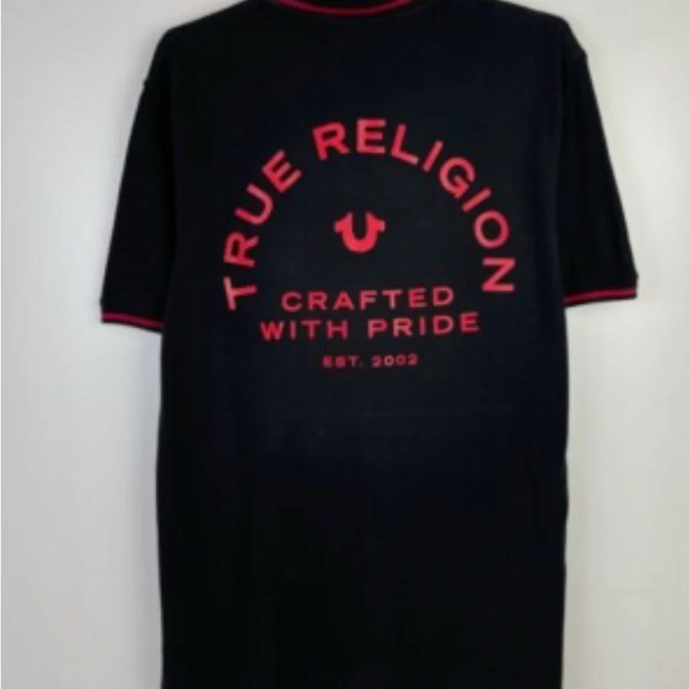 True religion classic polo Black /Red trim & logo Size L